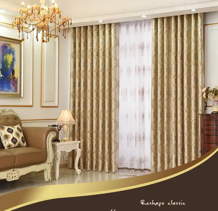 

European-style jacquard curtains thicken fabric to provide light and shade