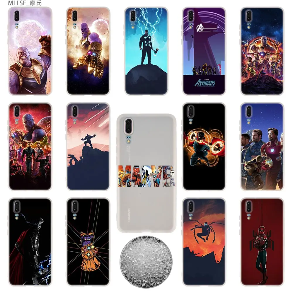 

TPU Cover Phone Cases Soft For Huawei P 20 pro P10 Plus P9 P8 lite 2017 P30 pro samrt 2019 Nova 3e Marvel Avengers Infinity War