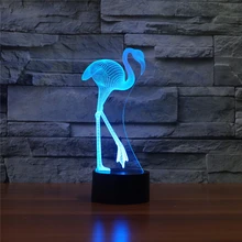 Светодиодный реалистичный животный дизайн красный-коронованный кран 3D лампа вспышка Иллюзия свет красочно изменен лампа с сенсорным выключателем Декор для спальни