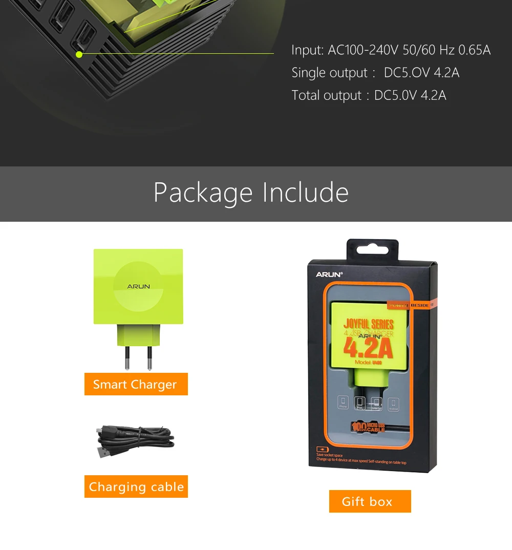 ARUN U400 Colorful Charger Adapter (5)