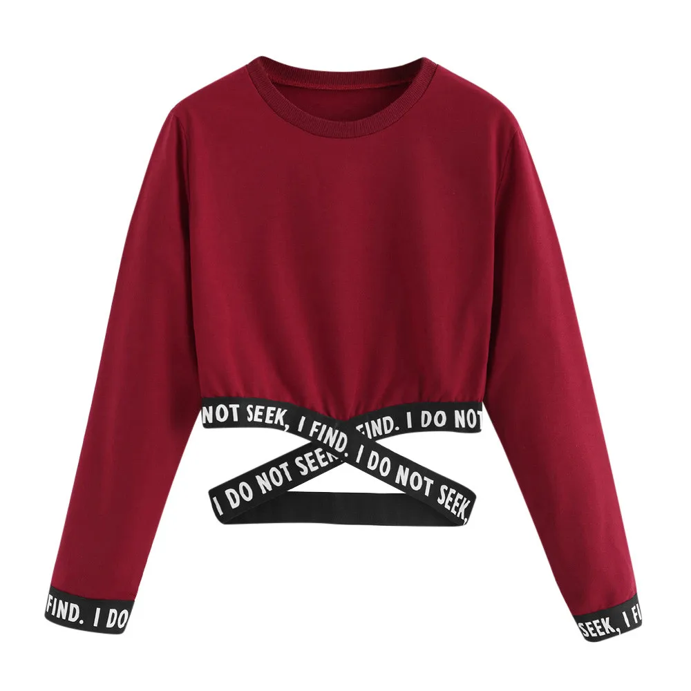 

Blouses For Women Letters Printing Long Sleeve Sweatshirt Short Pullover Tops Blouse women tops blouse et chemisier femme