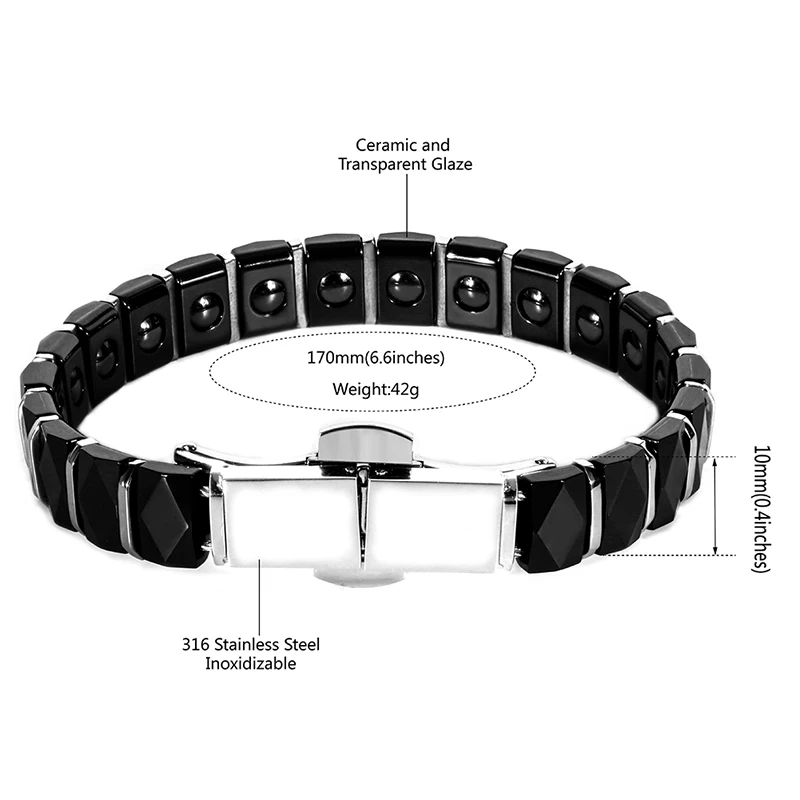 Керамический энергетический магнитный браслет с пружинной застежкой Серебряный Модный здоровый материал ювелирные изделия для женщин подарок