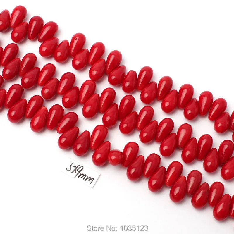 

Free Shipping 5x9mm Smooth Natural Red Color Coral Drop Shape Gems Loose Beads Strand 15" DIY Creative Jewellery Making w3041