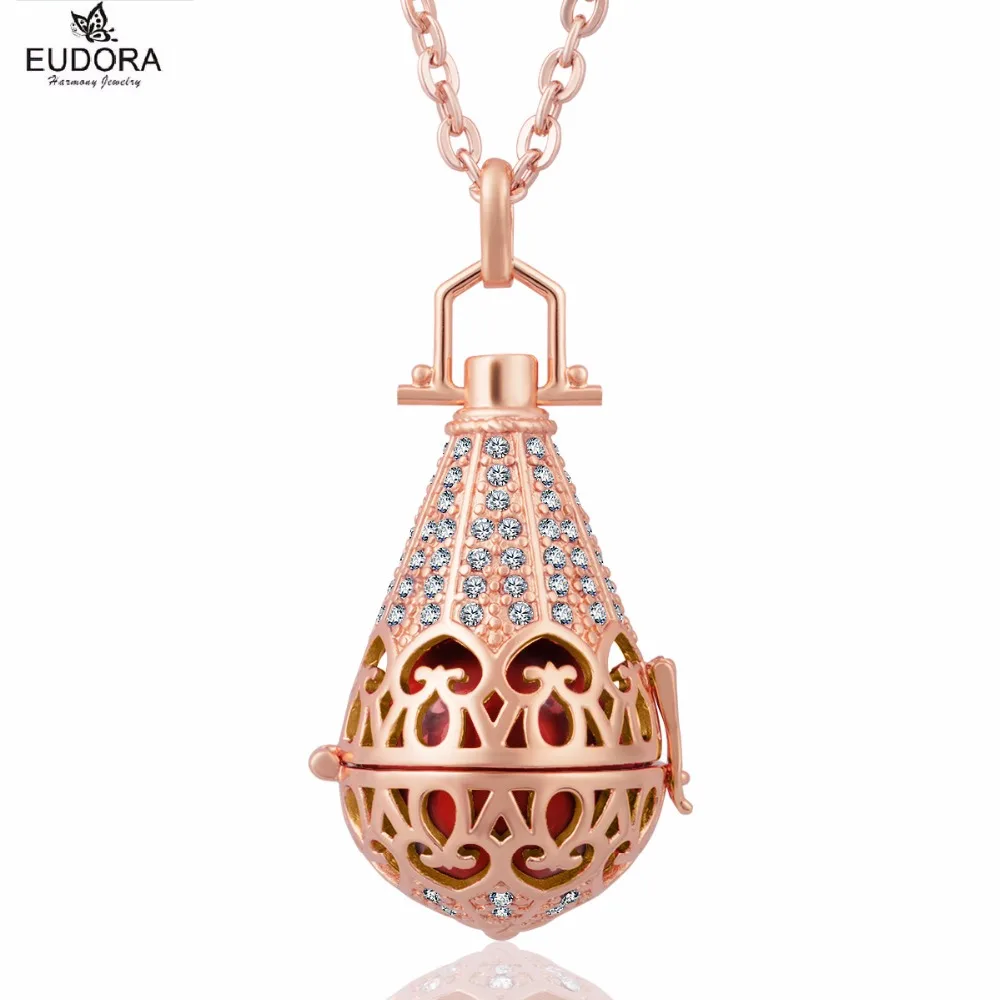 

Water Drop Rose Gold Plated 16mm Crystals Harmony Bola Ball Pendant fit Angel Caller Chime Sound Pregnant Women Jewelry Gift