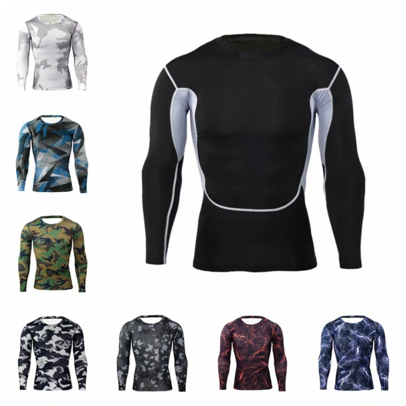 

Compression Shirt Men Breathable Quick Dry T Shirt Bodybuilding Top Tee Fitness Weight lifting Base Layer New