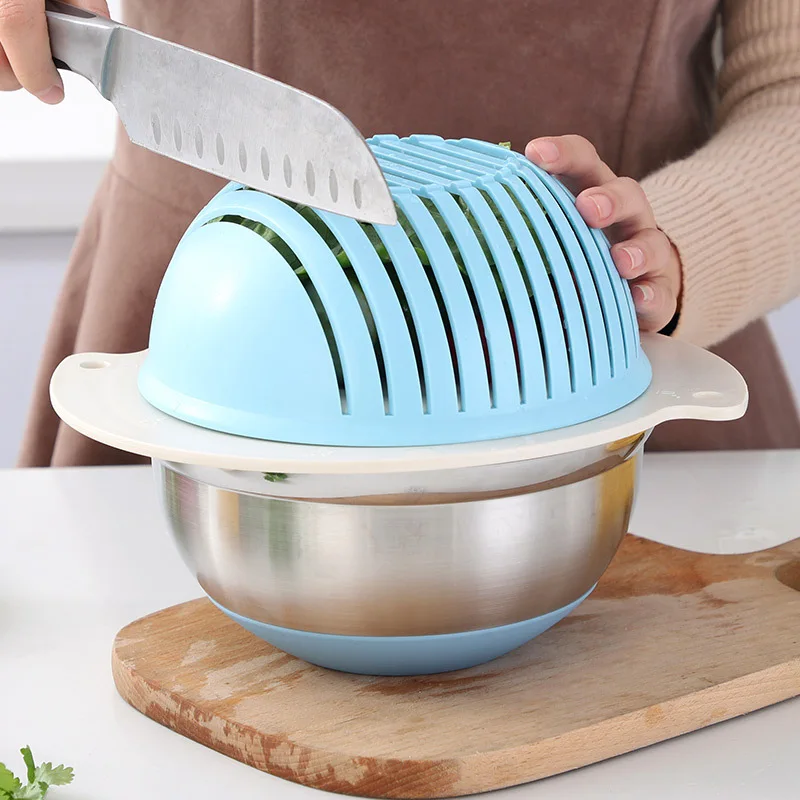 

Salad Cutter Bowl Fruit and vegetable Slicer Cutter Salad Bowl Quick Salad Maker Kitchen Gadget