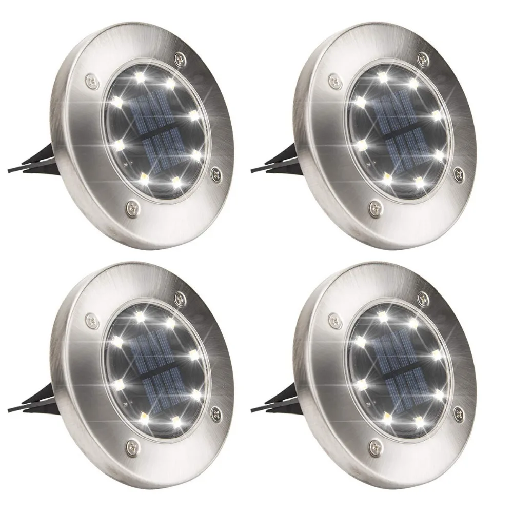 

Solar Powered Disk Lights 8/12 LED Solar Pathway Lights Outdoor Waterproof Garden Landscape Lighting for Yard Deck Lawn Patio