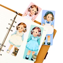 Милые Мультяшные куклы девочка с вьющимися волосами бумажная Закладка винтажная книжная Марка канцелярские принадлежности подарок офисные школьные принадлежности