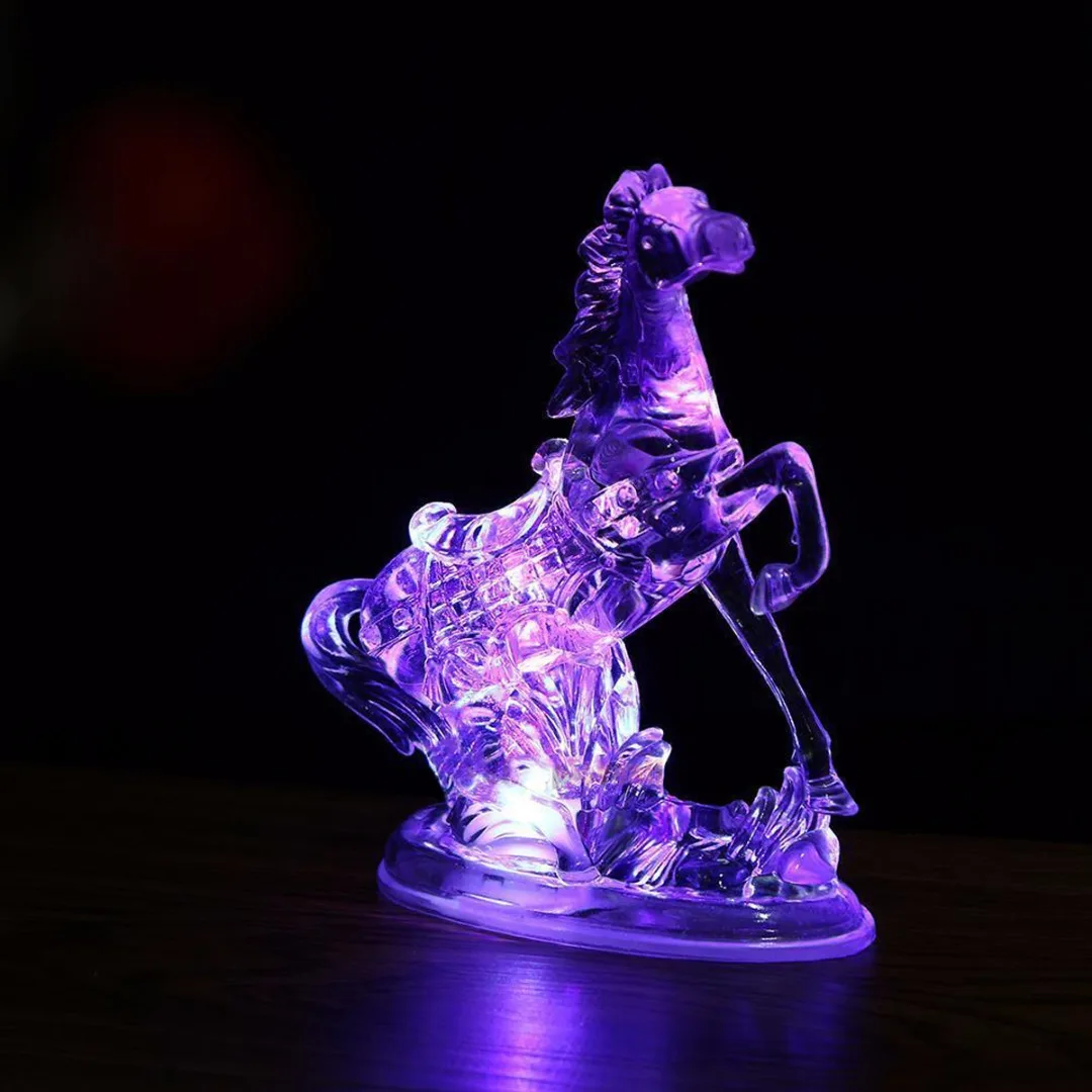 IKVVT 7 Color Changing Animal Acrylic Horse LED Night Light Lamp Xmas Bedroom Decor