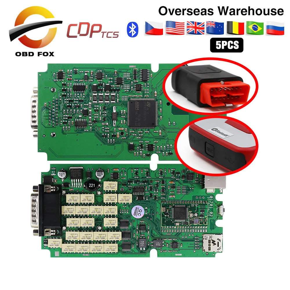 Одинарная зеленая печатная плата инструмент CDP TCS PRO Multidiag pro + 2016. версия r1 bluetooth для