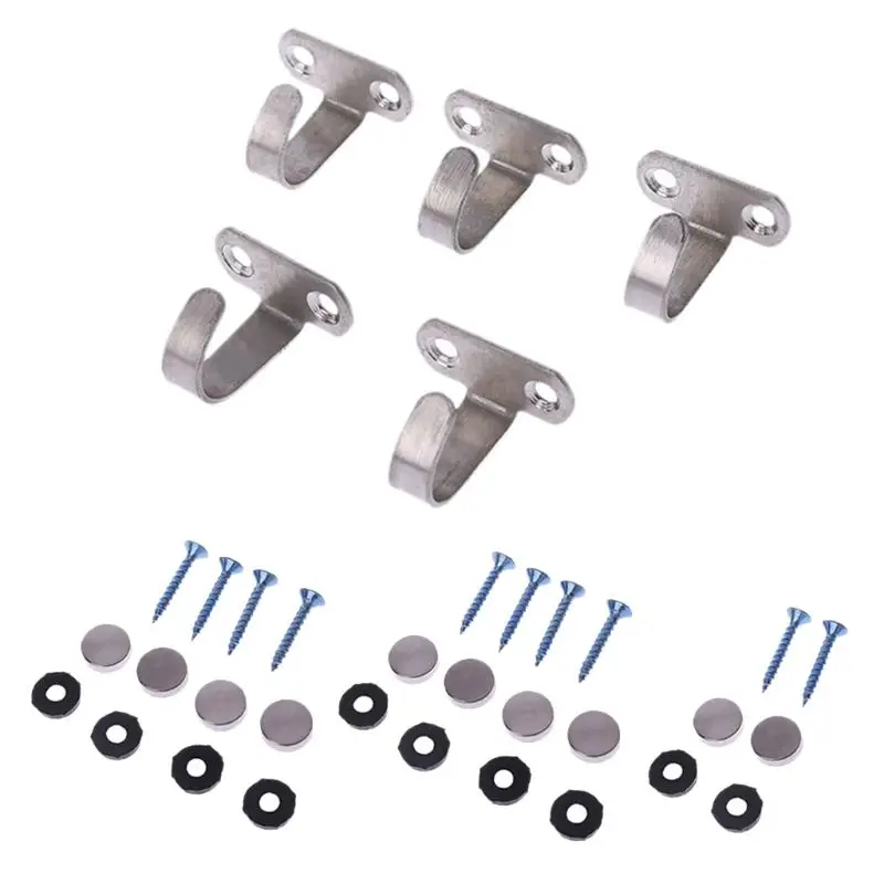 

5x Stainless Steel J Shape Hook For Ceiling Cabinet Top Hanger Cloth Towel Robe
