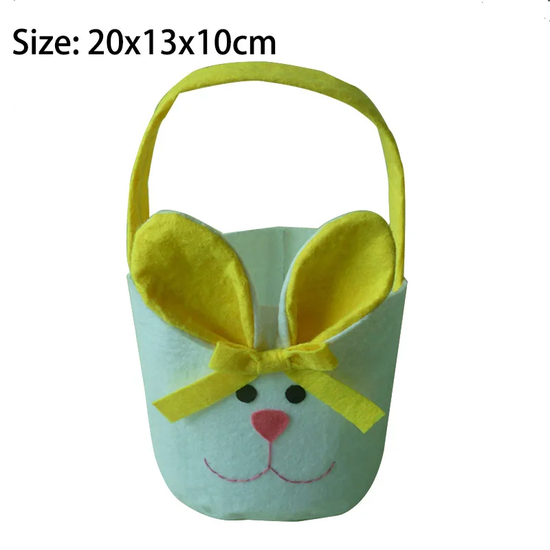 Праздничный-зона 1/2 шт Пасхальный кролик уха сумки кролик конфеты, снек сумка пасхальные корзины подарки для детей сумка DIY украшения ко дню рождения - Цвет: ZZC104-yellow