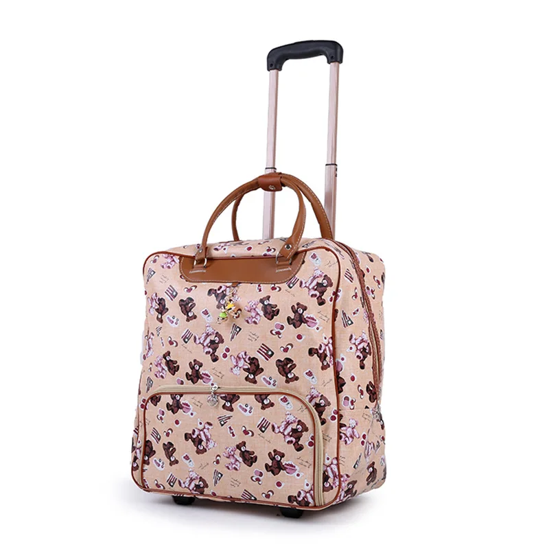 JXSLTC, новинка, хит, женская сумка на колесиках для путешествий, сумка для хранения чемоданов большой емкости, сумка на колесиках, дорожные сумки, органайзер для женщин, в полоску - Цвет: Коричневый
