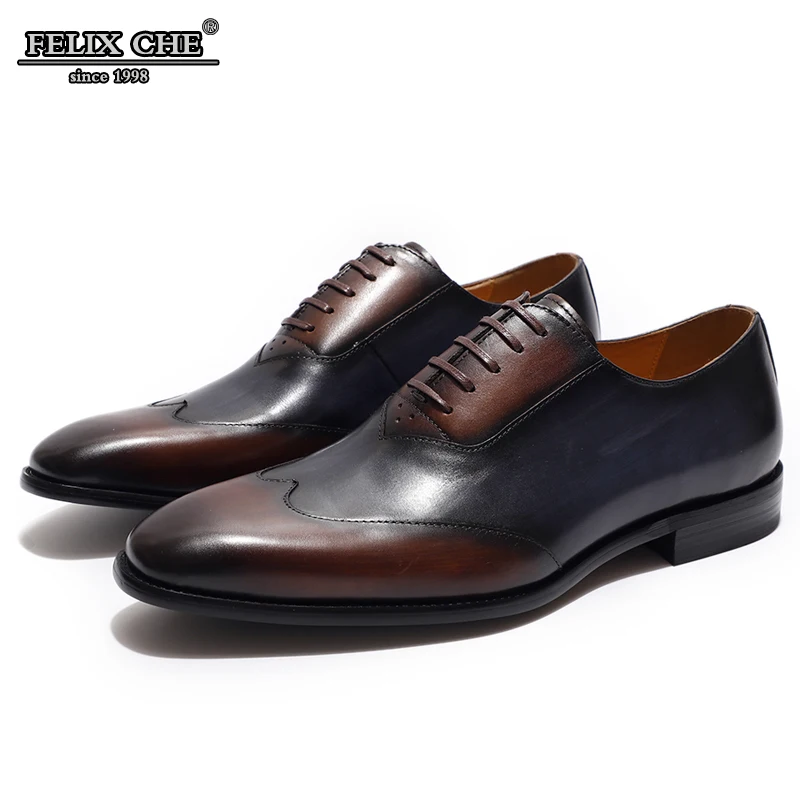 

2019 FELIX CHU mens formal shoes genuine leather oxford shoes for men black 2019 dress shoes wedding shoes laces leather brogues