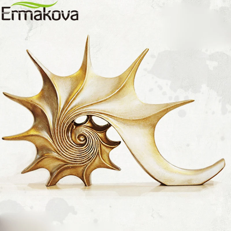 

ERMAKOVA 43cm(16.9")Height Resin Conch Statue Sea Snail Animal Sculpture Whelk Figurine Resin Home Office Decoration Gift