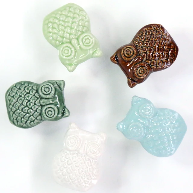 owl shape ceramic cabinet knobs drawer pulls handles childrens owl shape