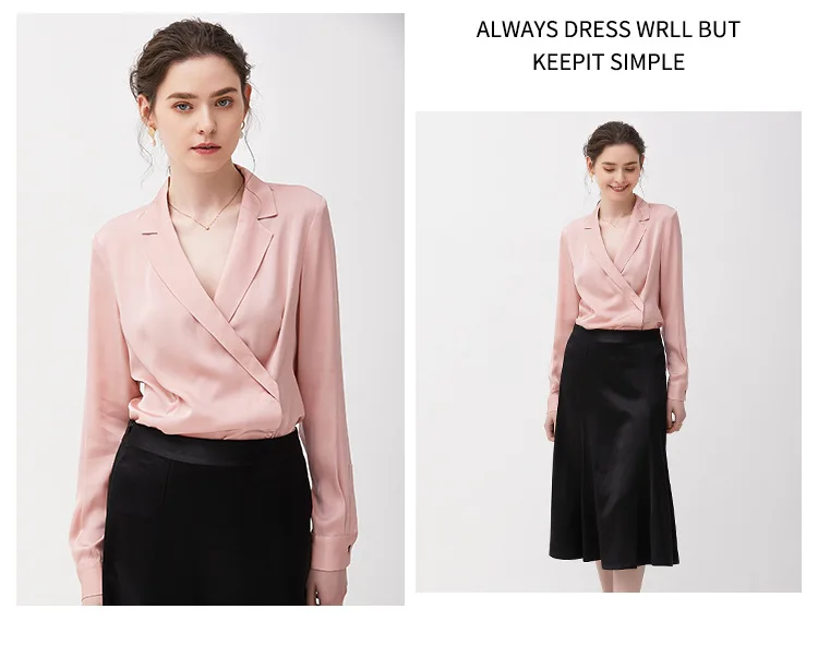 Натуральный шелк 19 muli высокое качество на заказ Женская одежда кардиган рубашка шифоновая блузка розовые Топы элегантные с v-образным вырезом белые рубашки