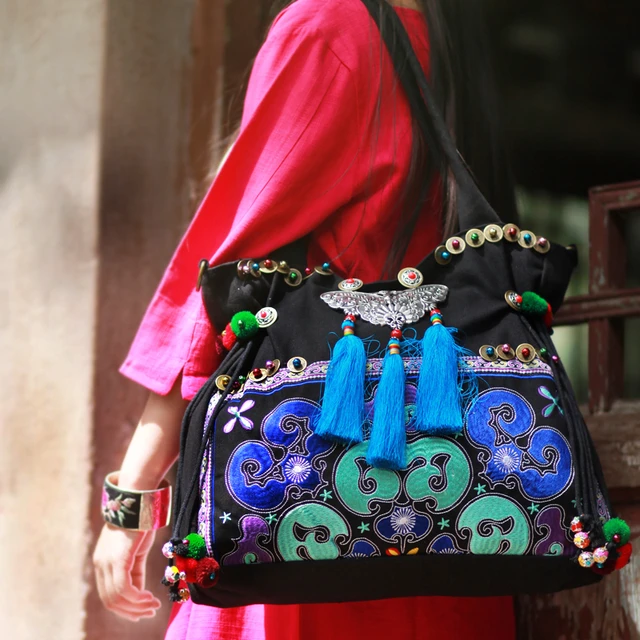 Women's Vintage Boho Embroidery Canvas Shoulder Bag