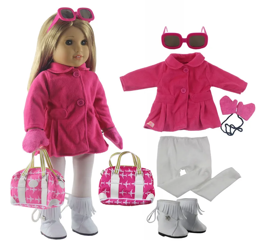 5 шт. кукольная одежда+ 6 пар очков+ 4 пары обуви+ 3 трико+ 4 сумки+ 1 полотенце для 18 дюймов американская кукольная кукла S17