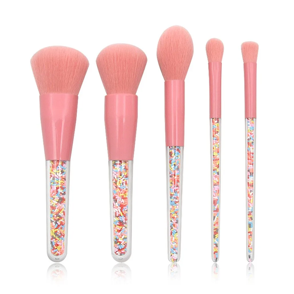 

5 Pcs Makeup Brushes Set Cosmetics Eyeshadow Make Up Brushes Colored Plastic Transparent Handle Makeup Brush Set maquiagem #