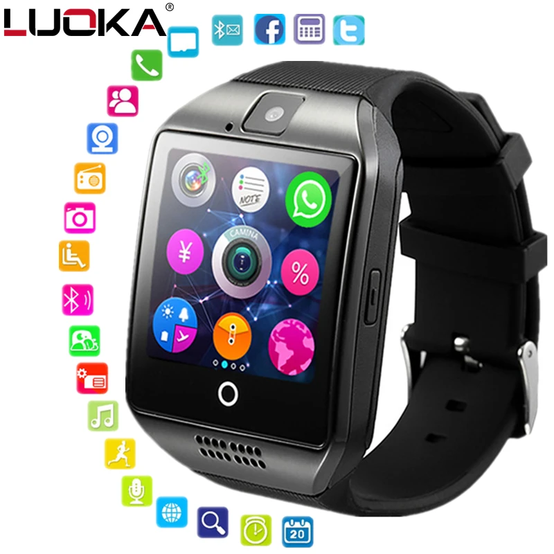 New Digital Touch Smart Watch Clock Q18 Smartwatch Support Sim Tf Card  Phone Call Push Message Camera For Android Ios Phone - Smart Watches -  AliExpress