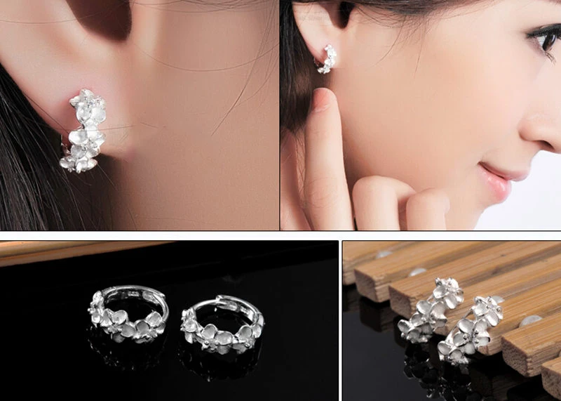 

Vintage Silver Color Metal Flower Pattern Earring for Women Girl Fashion Femininas Wedding Party Jewelry Small Cute Hoop Earring
