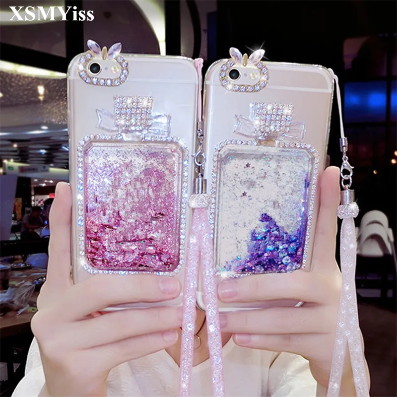 

For Xiaomi Redmi 7 5 6 4X 4A 5A 6A Note4 5 6 7 Note4X 5A Rhinestone Diamond Bling Liquid sand bottle Quicksand soft phone case