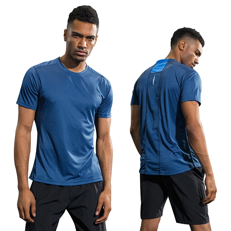 

2019 Summer Man Breathable Sport Soild Colors Shirt Fitness Running T-Shirt Quick-Breathable Stretch Tops T-Shirt Gym
