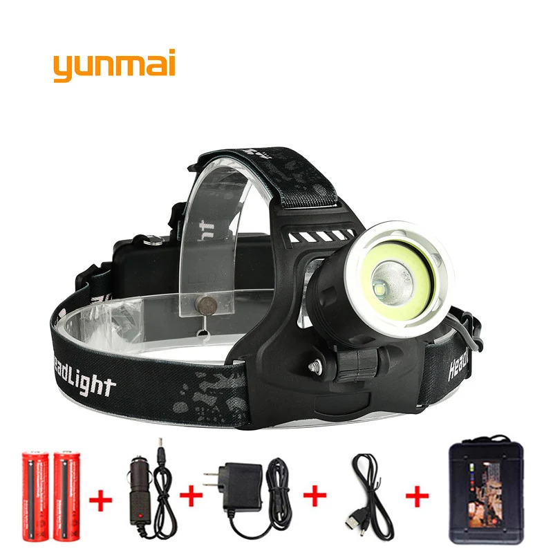 

15000 Lumen LED Headlamp 4 Modes Zoomable Headlight Head Torch Lantern XM-L T6+COB LED Camping Head Lights For Night Fishing q5