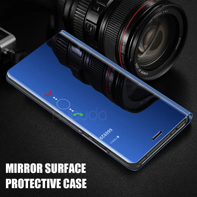 Luxury Flip Standing Case For Xiaomi mi 9 A2 8 Lite A1 6X 5X Mirror Leather Case For Redmi 7 Note 7 6 Pro 5 Plus 6A 4 4X Cover