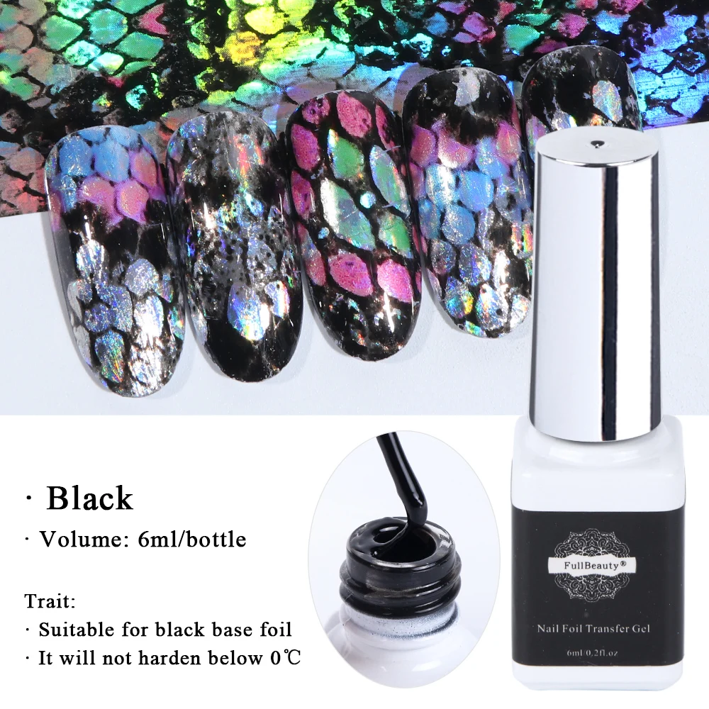 6ml Nail Glue Transfer Foil Sticker Black Transparent UV LED Gel Varnish Adhesive Transfer Glue Nail Foil Wraps Accessory LA959 (3)