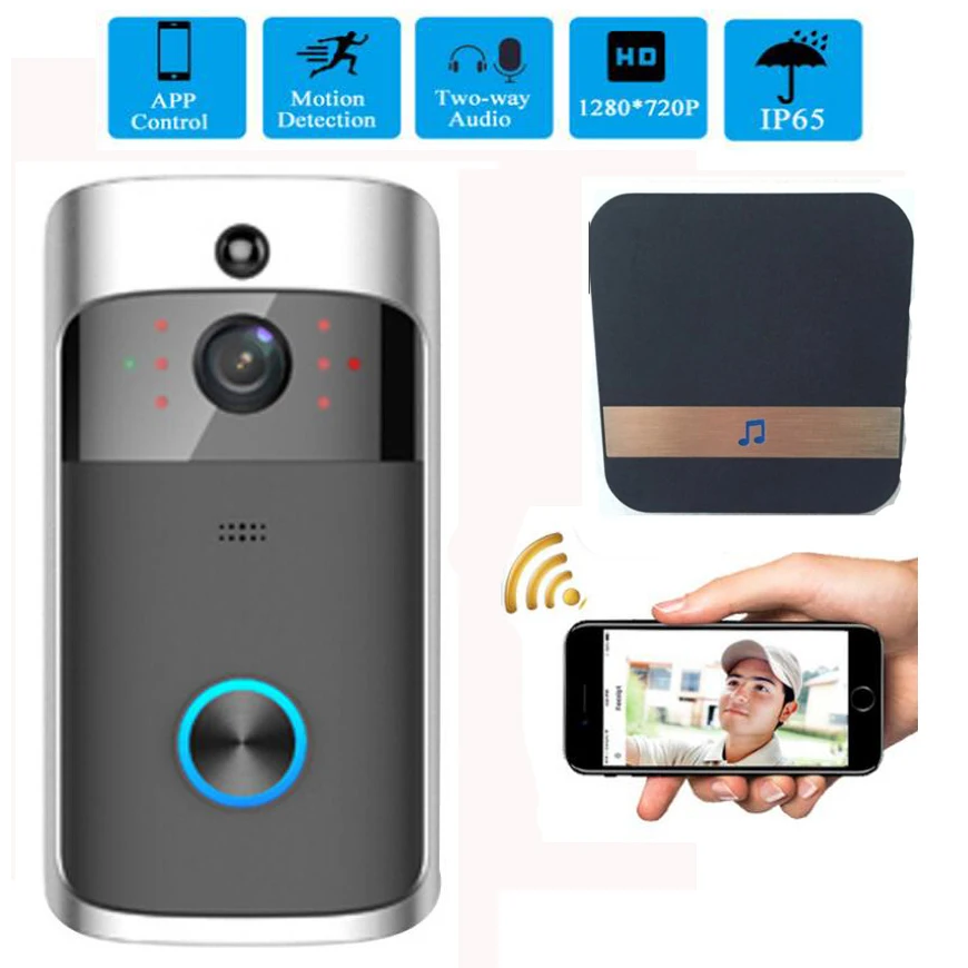 Wireless Doorbell HD 720P WIFI Video Doorbell Night Vision Motion
