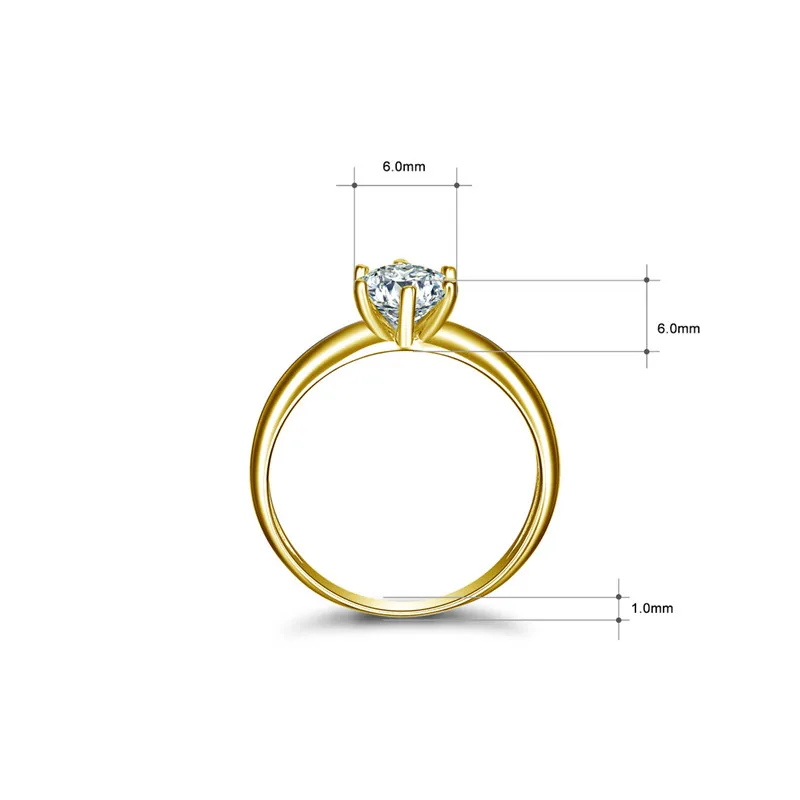 QYI Мода 10 к массивная, желтая, золотая для женщин Jewelry кольца 0,8 ct круглой огранки фианит свадебное обручальное кольца могут быть выполнены