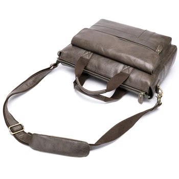 

Drop shipping 100% Genuine Leather Briefcase Men Bag Business Handbag Male Laptop Shoulder Bags Tote Natural Skin Men Briefcase