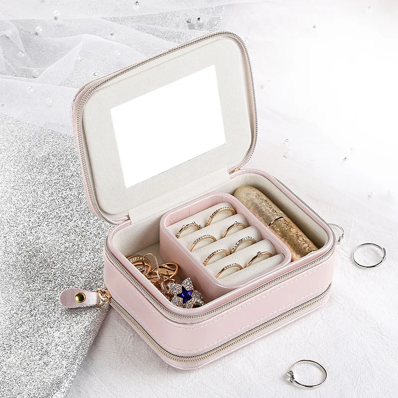  Jewelry Casket Cosmetic Storage Box Makeup Packing Organizer Multi-function Earrings Ring Container