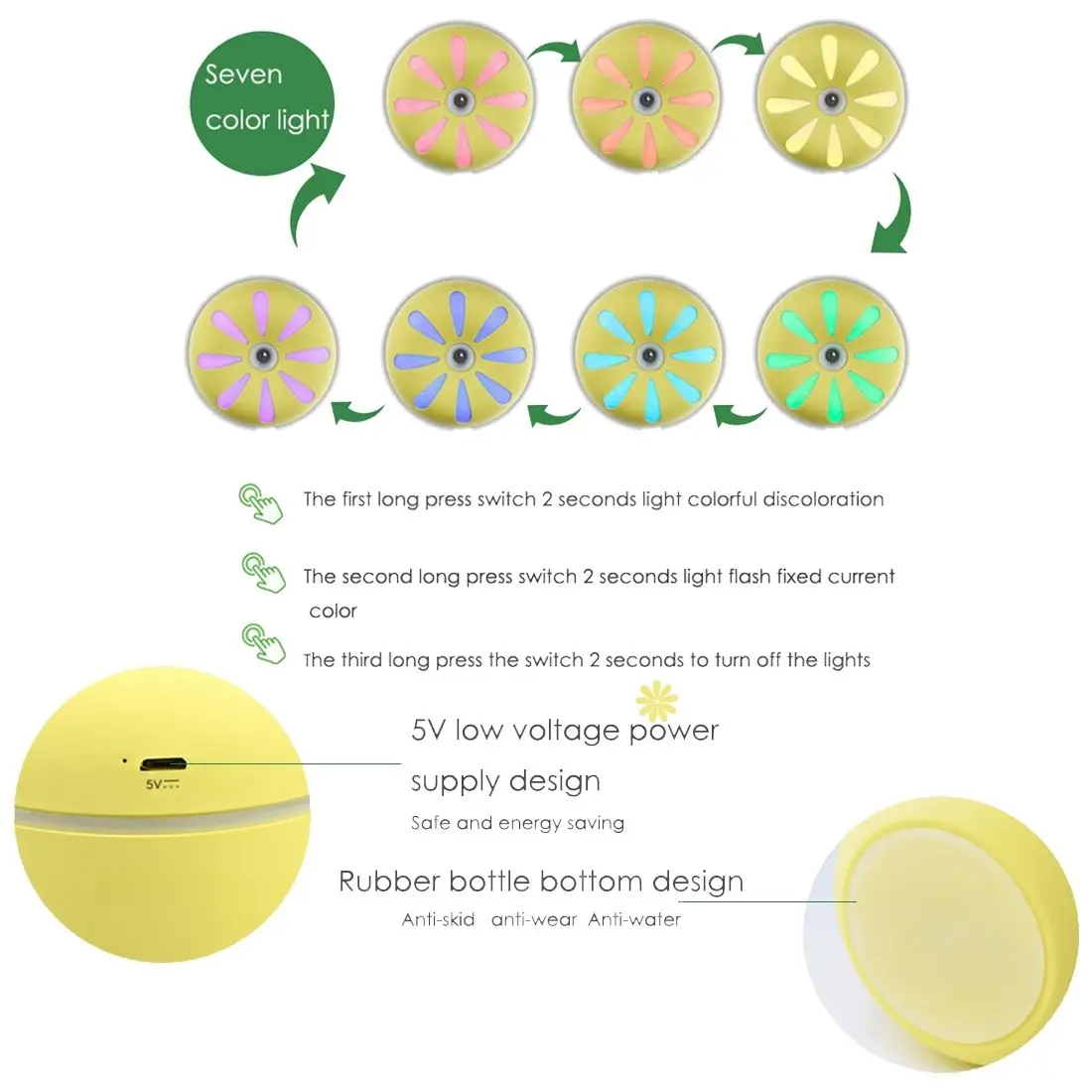 

Small chamomile USB ultrasonic aroma aroma colorful LED luminous air humidifier Gift