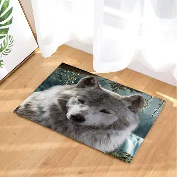 

wild Animal Rugs Strong White Wolf Leader In Landscape Non-Slip Doormat Entryways Indoor Front Door Mat Kids Mat