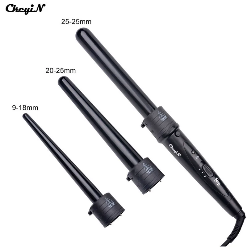 

Professional 3-in-1 Multifunction Interchangeable 3P Hair Curlers Rollers Magic Machine Curling Irons Wand Curl Tools + Glove