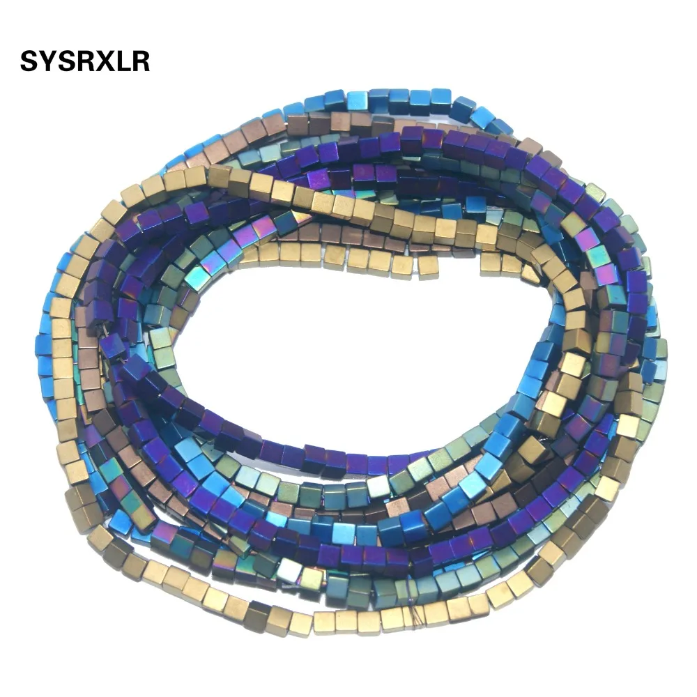 

Free Shipping 7 Colors 2/3/4 MM Dull Polish Natural Stone Hematite Cube Square Spacer Beads For Jewelry Making DIY Bracelet