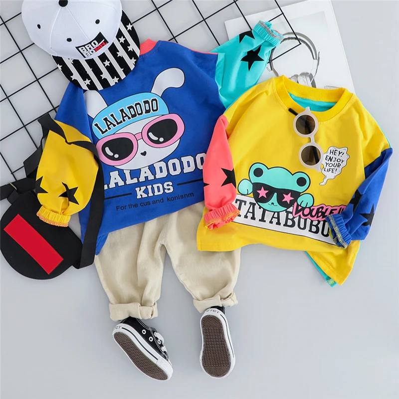 HYLKIDHUOSE/ осенние комплекты одежды для малышей; комплекты одежды для маленьких девочек; модная футболка и штаны; Детский костюм для отдыха
