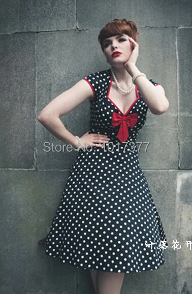 1950 s rockabilly pinup retro vintage moda mujer oscilación de algodón hilo vestido en polka dot|rockabilly dress|dress batwingdress sizes for men - AliExpress