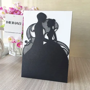 

20pcs Laser Cut Pearl paper Romantic Couple Wedding Invitations Cards Bridal Shower Greeting Cards Business Invitations Card