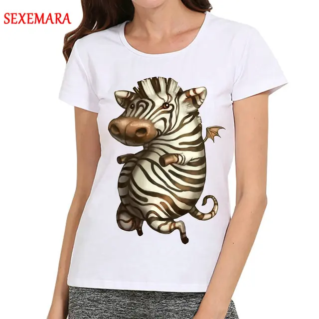 Women White Animal Zebra T Shirt Short Sleeve Cute Zebra T Shirt Top