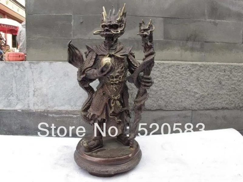 

16 Chinese Folk Myth Legend red bronze Carved East Sea Dragon King buddha statue