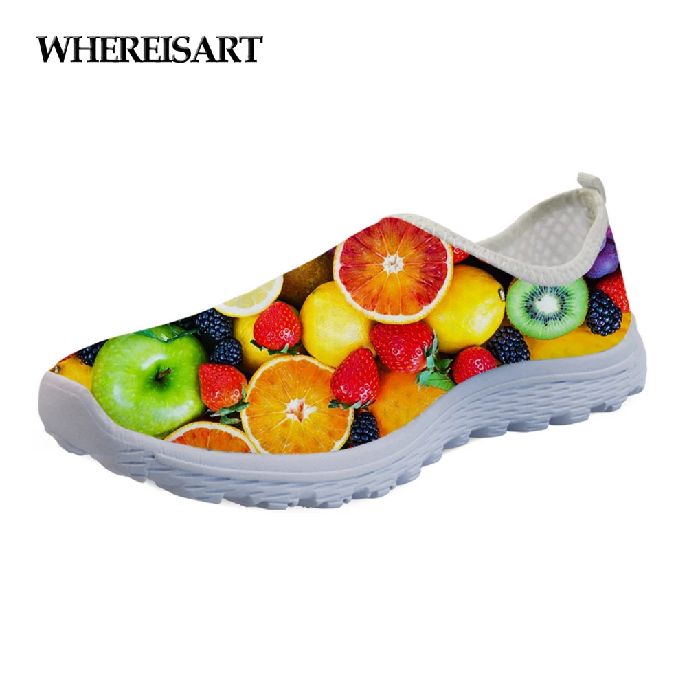 

WHEREISART 3D Vivid Fruit Pattern Spring Summer Women's Flats Shoes Woman Casual Sneakers Comfortable Mesh Beach Ladies Loafers