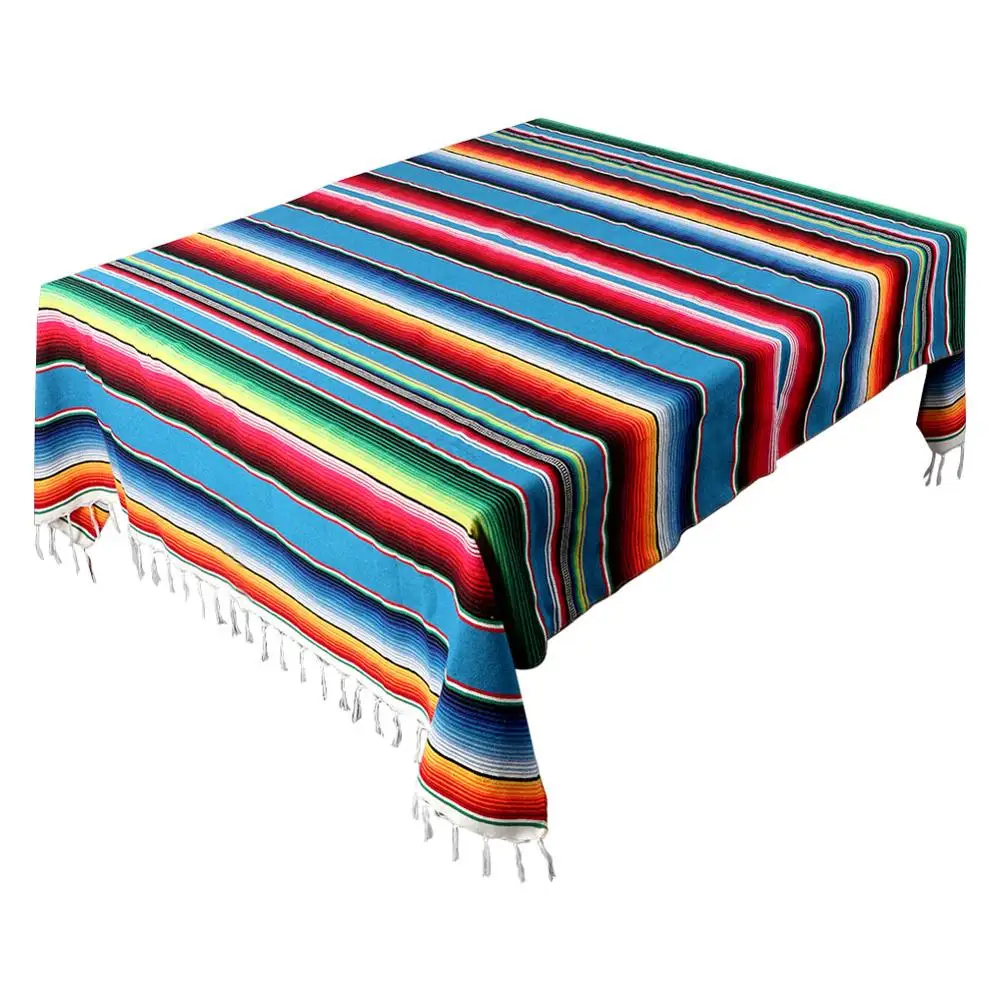 OurWarm Fiesta тематические украшения для дня рождения Serape настольная дорожка войлочный баннер бумажный вентилятор для мексиканских свадебных вечеринок - Цвет: BLU Tablecloth