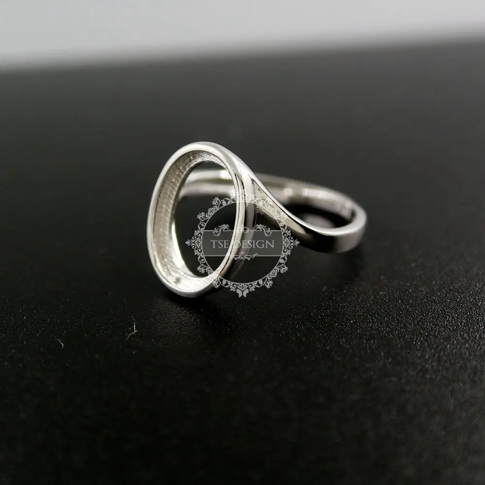 

10x14MM oval 925 sterling silver ring bezel basic ring size diameter 18mm DIY adjustable ring setting 1223078