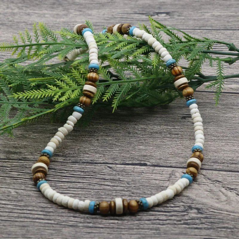 2018 Boho Men Beaded Choker Necklace Tribal Jewelry White Coconut Shell Surfer Necklace For Men Best Friend Gift AU-03 - Image 4