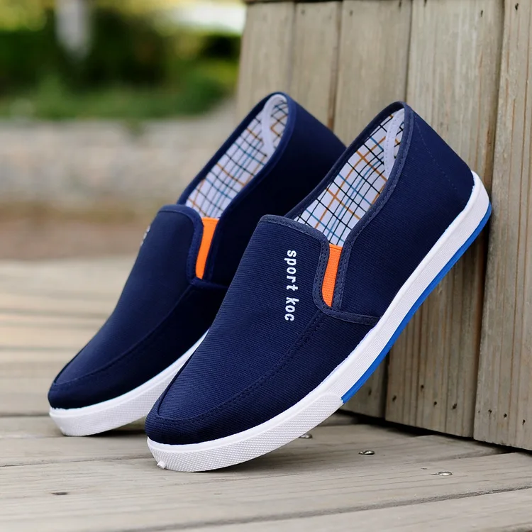 Spring Men and Old Beijing Flat Bottom Shallow Breathable Canvas Shoes Single Lazy Men's | Обувь