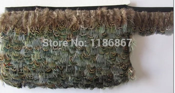 

Free shipping 10Meters/Lot Height 5-6cm Ringneck Pheasant Green Almond Feather Trim Fringe wedding decoration party supplies